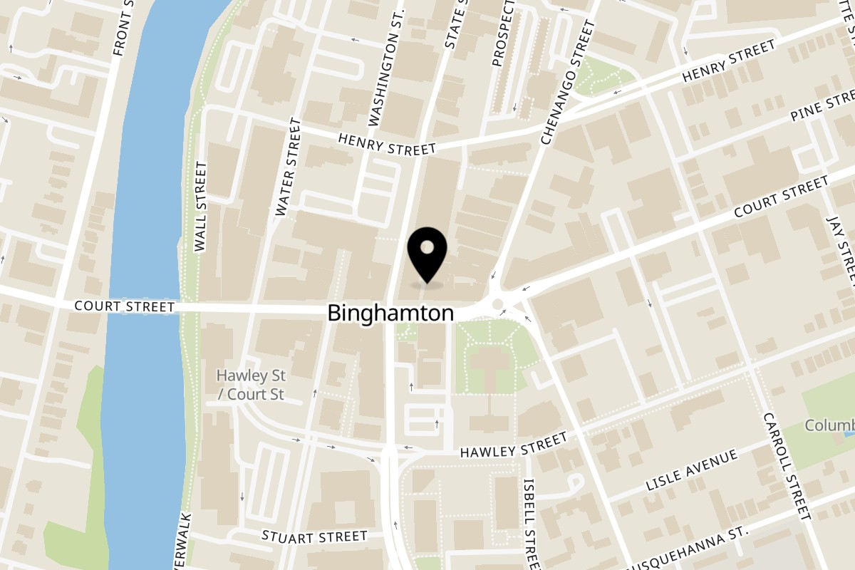 Map showing the location of Sake-Tumi on 71 Court St in Binghamton